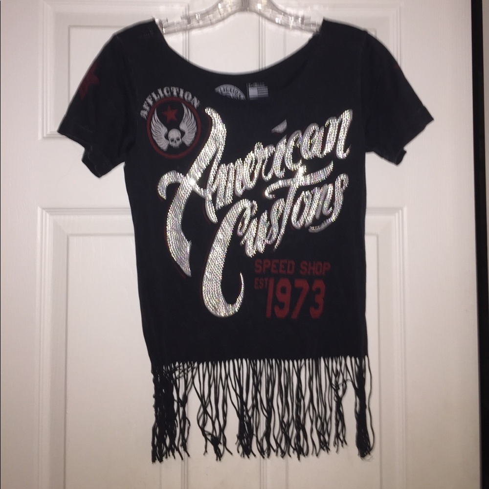 Affliction fringe tee